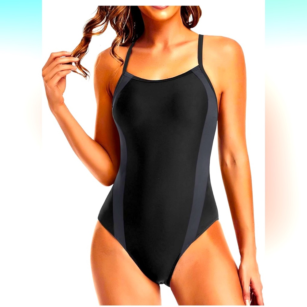 🚘NEW Tempt Me Athletic One Piece Swimsuits fWomen Training Sport Tummy Control